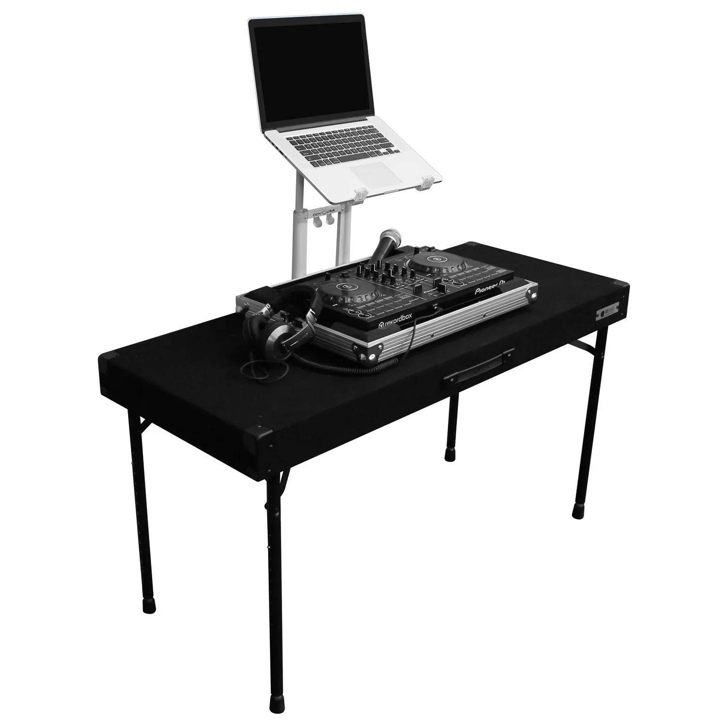 Height Adjustable 48" x 20" Work Surface Carpeted DJ Table - Image 6