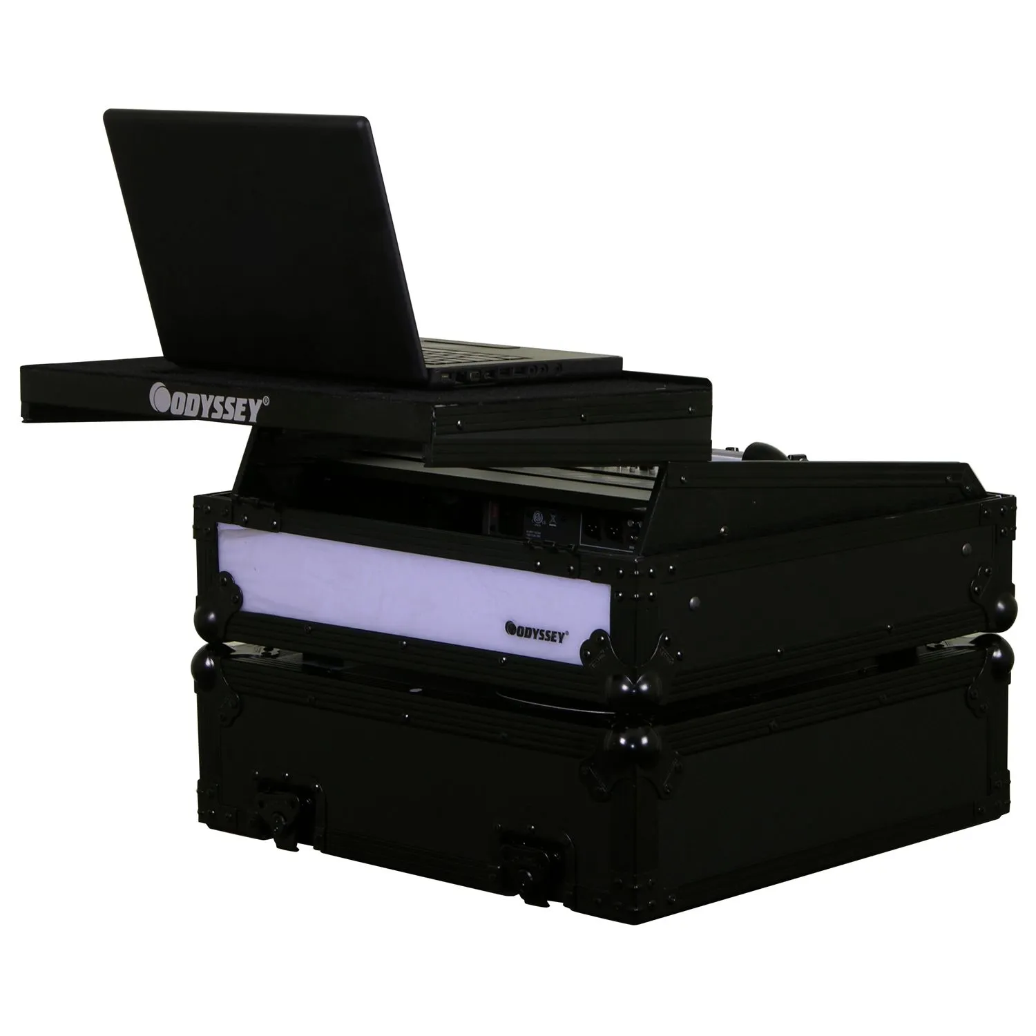 Black 10U 19″ Rack Mountable Mixer Case with Glide Platform and