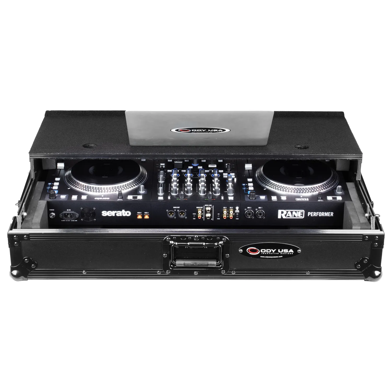 RANE PERFORMER Black Label 1U Case with Glide Style Laptop Platform and Wheels - Image 4