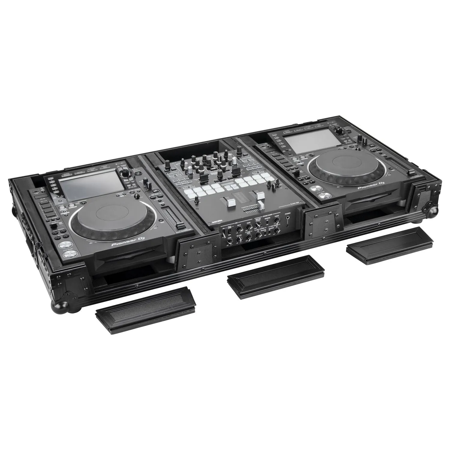 Black Extra Deep 10" Format DJ Mixer and Two Large Format Media Players Coffin Flight Case - Image 3