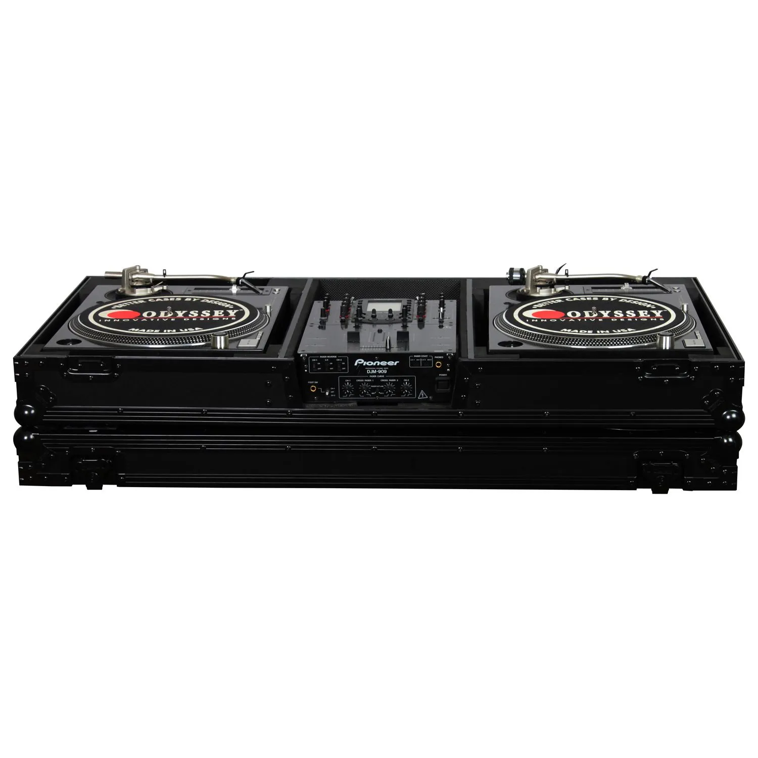 Black 10" Format DJ Mixer and Two Battle Position Turntables Flight Coffin Case - Image 2