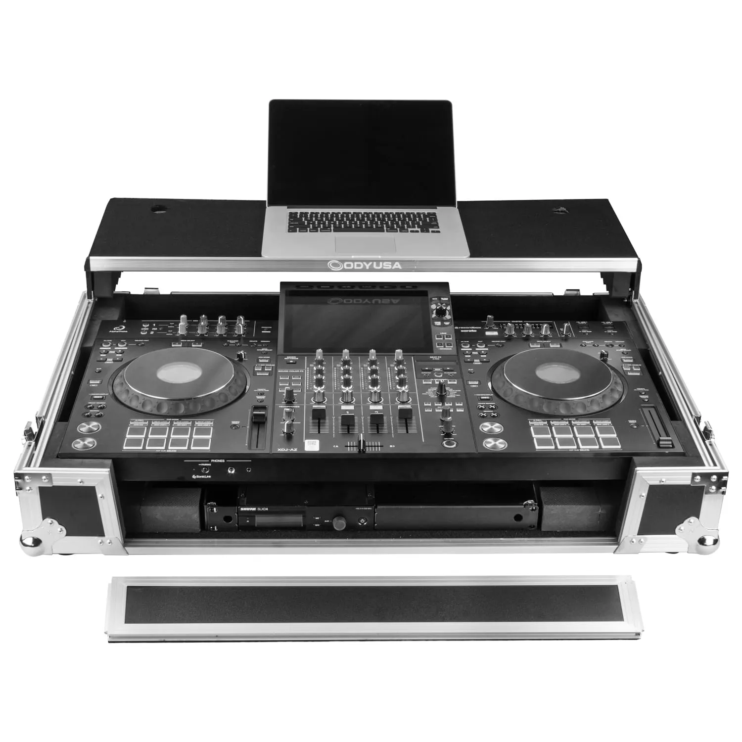 AlphaTheta XDJ-AZ Dual 1U Rack Space Flight Case with Glide Style Laptop Platform and Wheels - Image 2