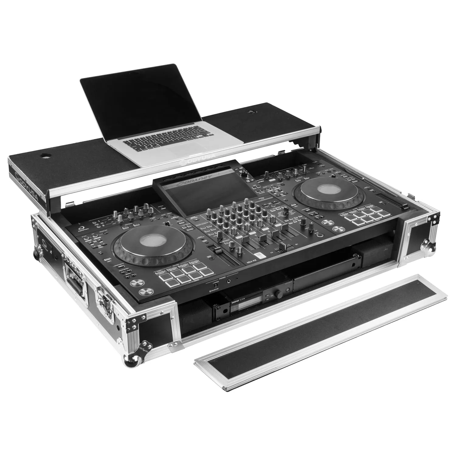 AlphaTheta XDJ-AZ Dual 1U Rack Space Flight Case with Glide Style Laptop Platform and Wheels - Image 3