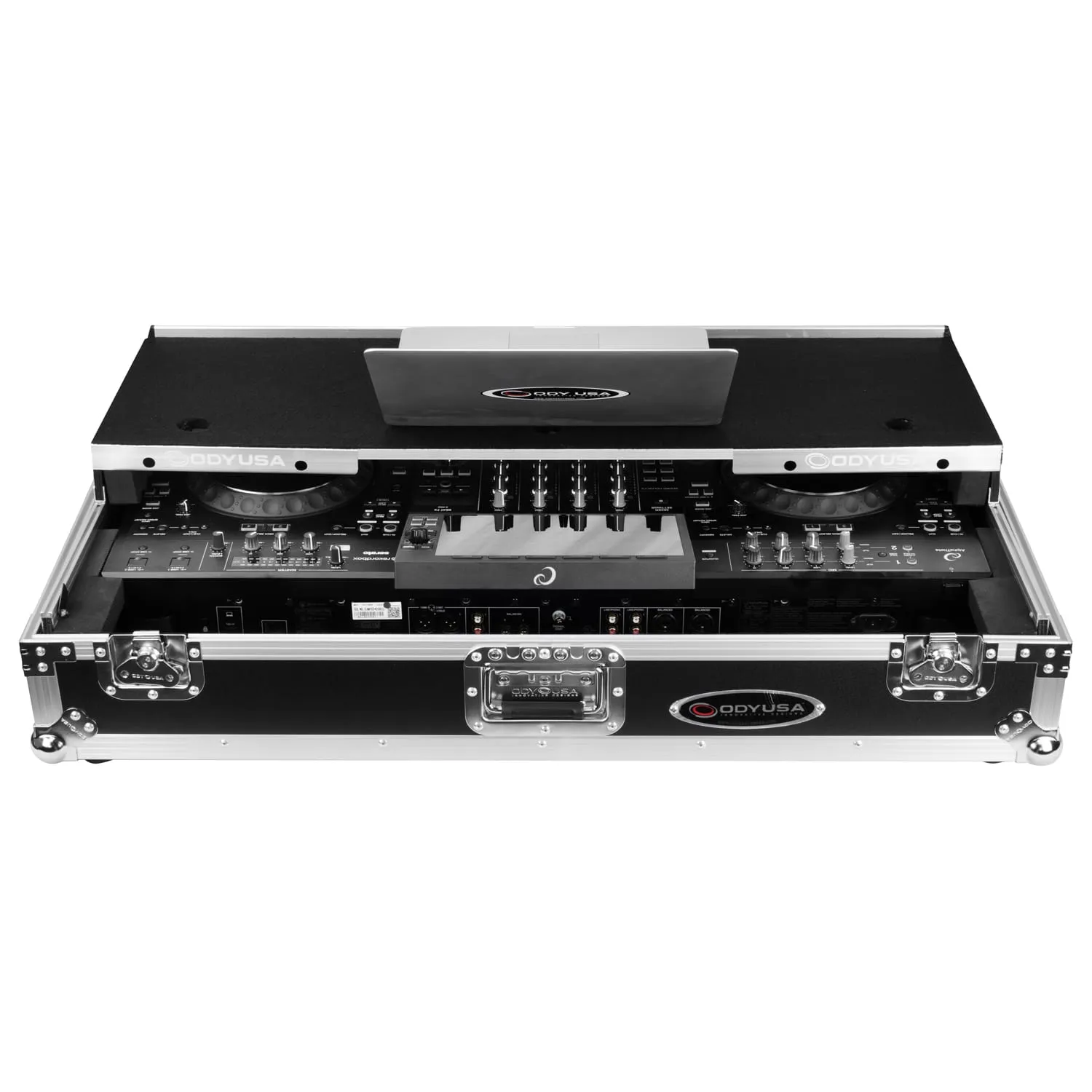 AlphaTheta XDJ-AZ Dual 1U Rack Space Flight Case with Glide Style Laptop Platform and Wheels - Image 4