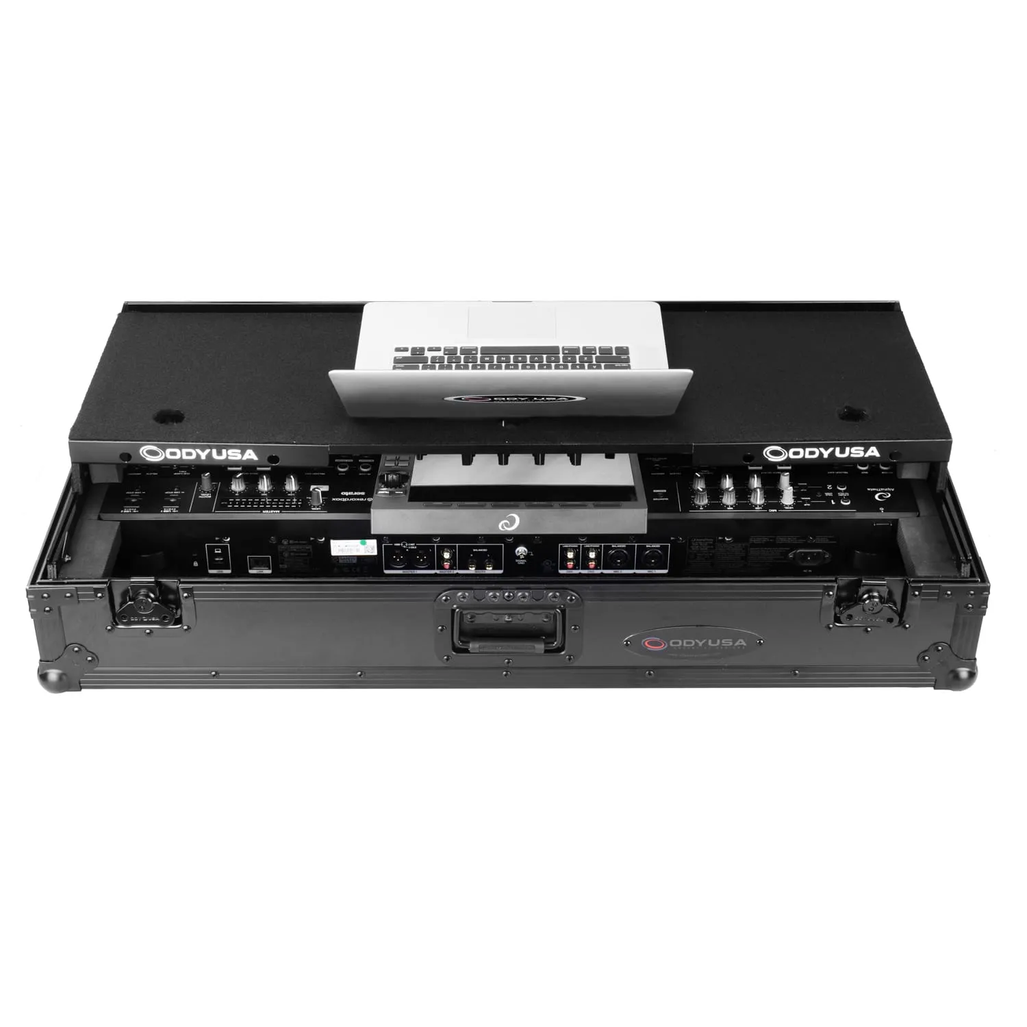 AlphaTheta XDJ-AZ Dual 1U Rack Space Black Label Flight Case with Glide Style Laptop Platform and Wheels - Image 2