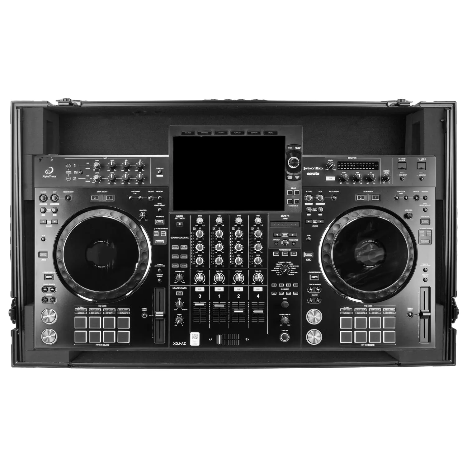 AlphaTheta XDJ-AZ Dual 1U Rack Space Black Label Flight Case with Glide Style Laptop Platform and Wheels - Image 3