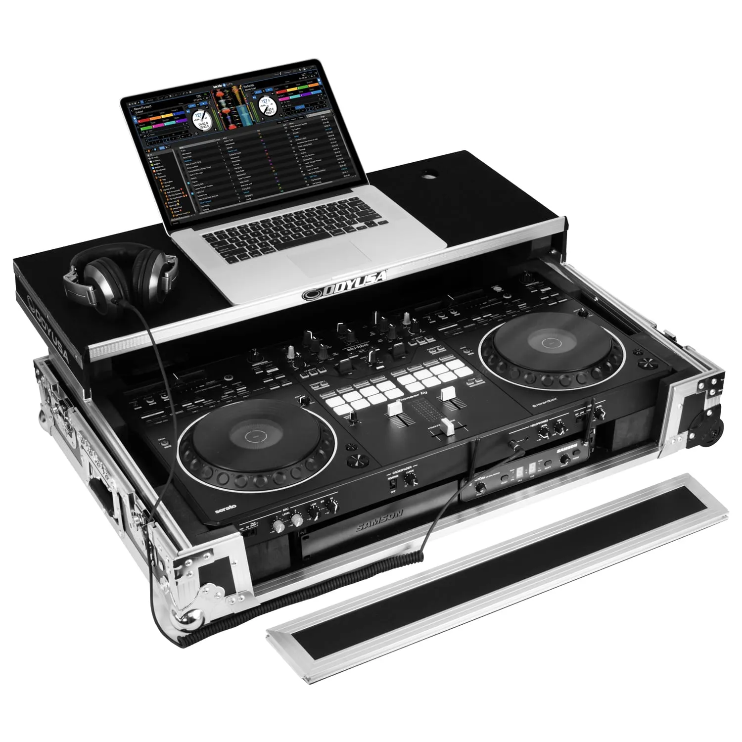Odyssey DDJ-REV5 1U Flight Case with Glide Style Laptop Platform and Corner Wheels - Image 3