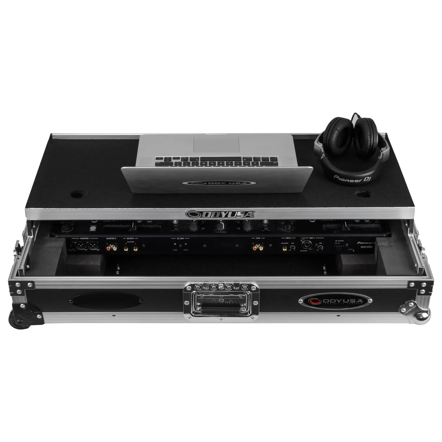 Odyssey DDJ-REV5 1U Flight Case with Glide Style Laptop Platform and Corner Wheels - Image 4