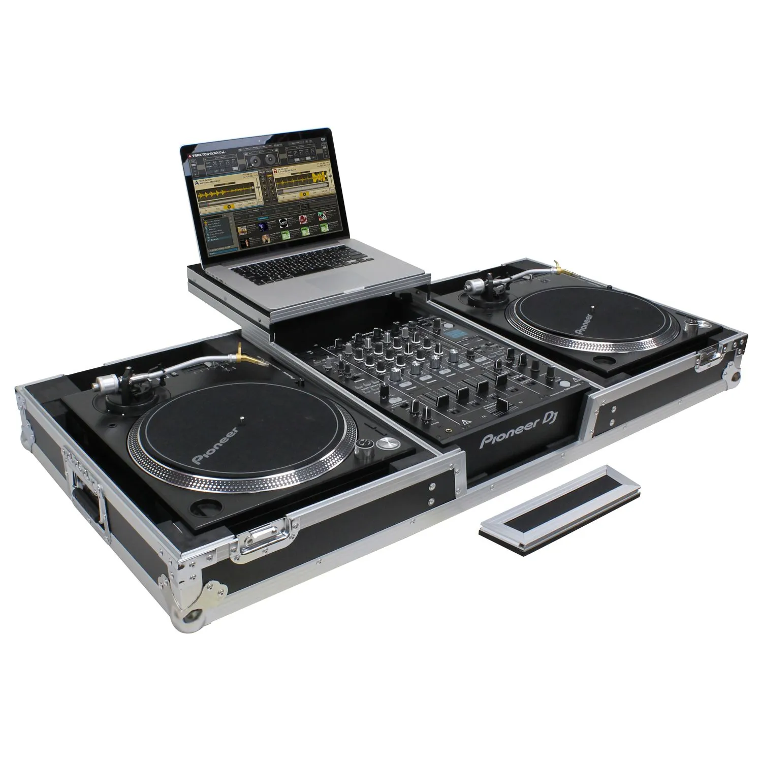 Low Profile 12" Format DJ Mixer and Two Battle Position Turntables Flight Coffin Case with Wheels and Glide Platform - Image 3