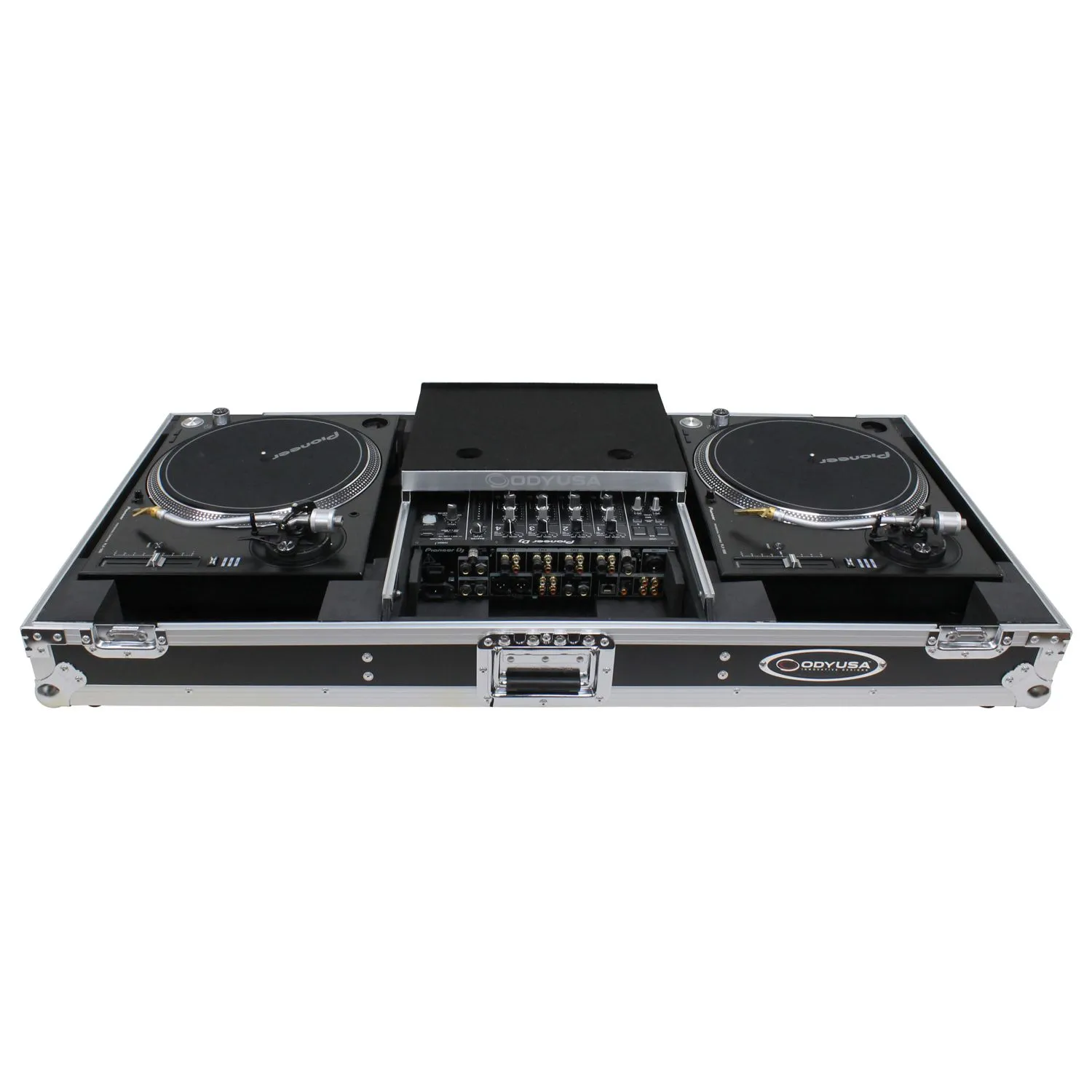 Low Profile 12" Format DJ Mixer and Two Battle Position Turntables Flight Coffin Case with Wheels and Glide Platform - Image 4