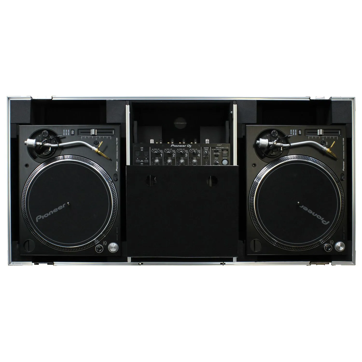 Low Profile 12" Format DJ Mixer and Two Battle Position Turntables Flight Coffin Case with Wheels and Glide Platform - Image 5