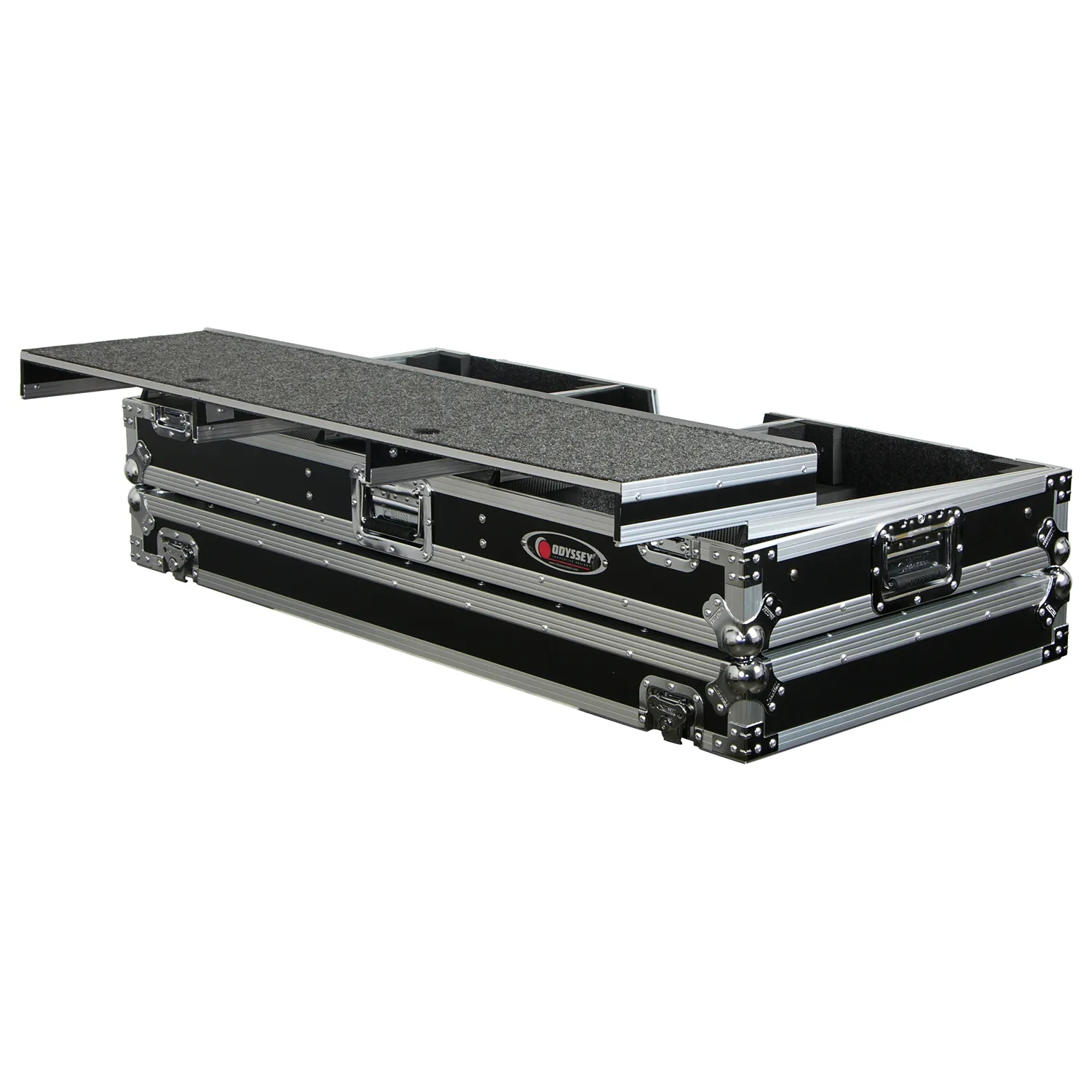 Universal 12" Format DJ Mixer and Two Battle Position Turntables Flight Coffin Case with Full Glide Platform - Image 2