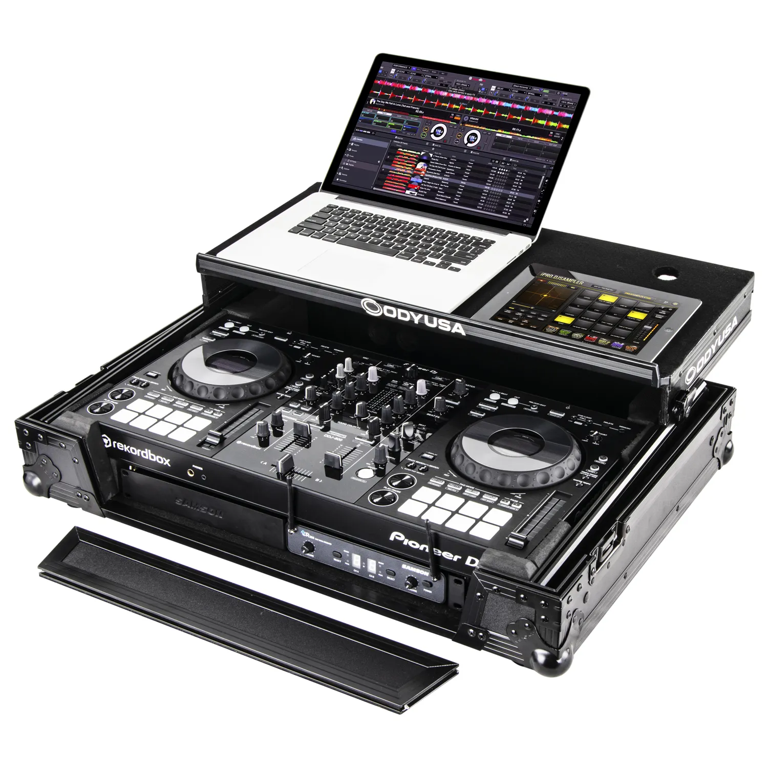 Black Pioneer XDJ-RR Bottom 1U Rack Space Flight Case with Glide