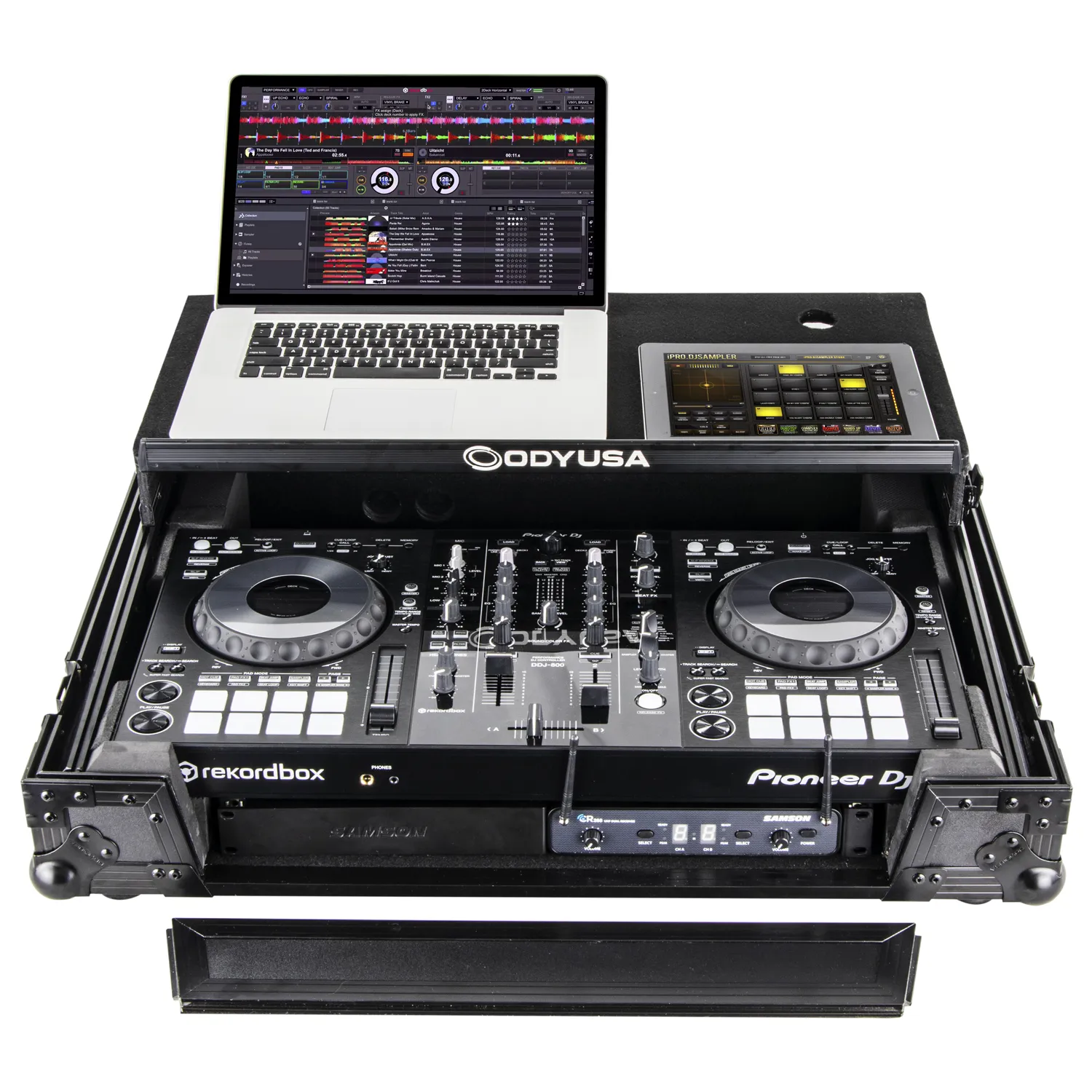 Black Pioneer XDJ-RR Bottom 1U Rack Space Flight Case with Glide
