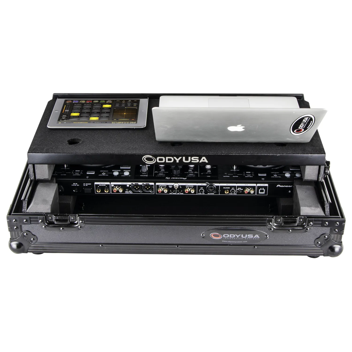 Black Pioneer XDJ-RR Bottom 1U Rack Space Flight Case with Glide