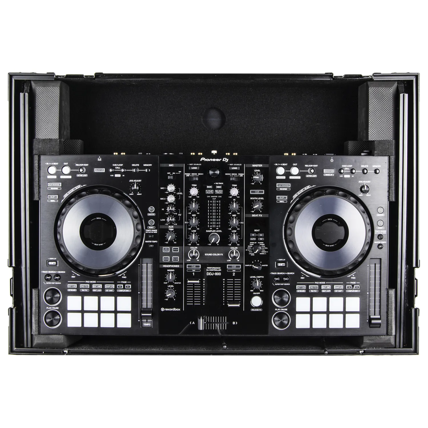 Black Pioneer XDJ-RR Bottom 1U Rack Space Flight Case with Glide