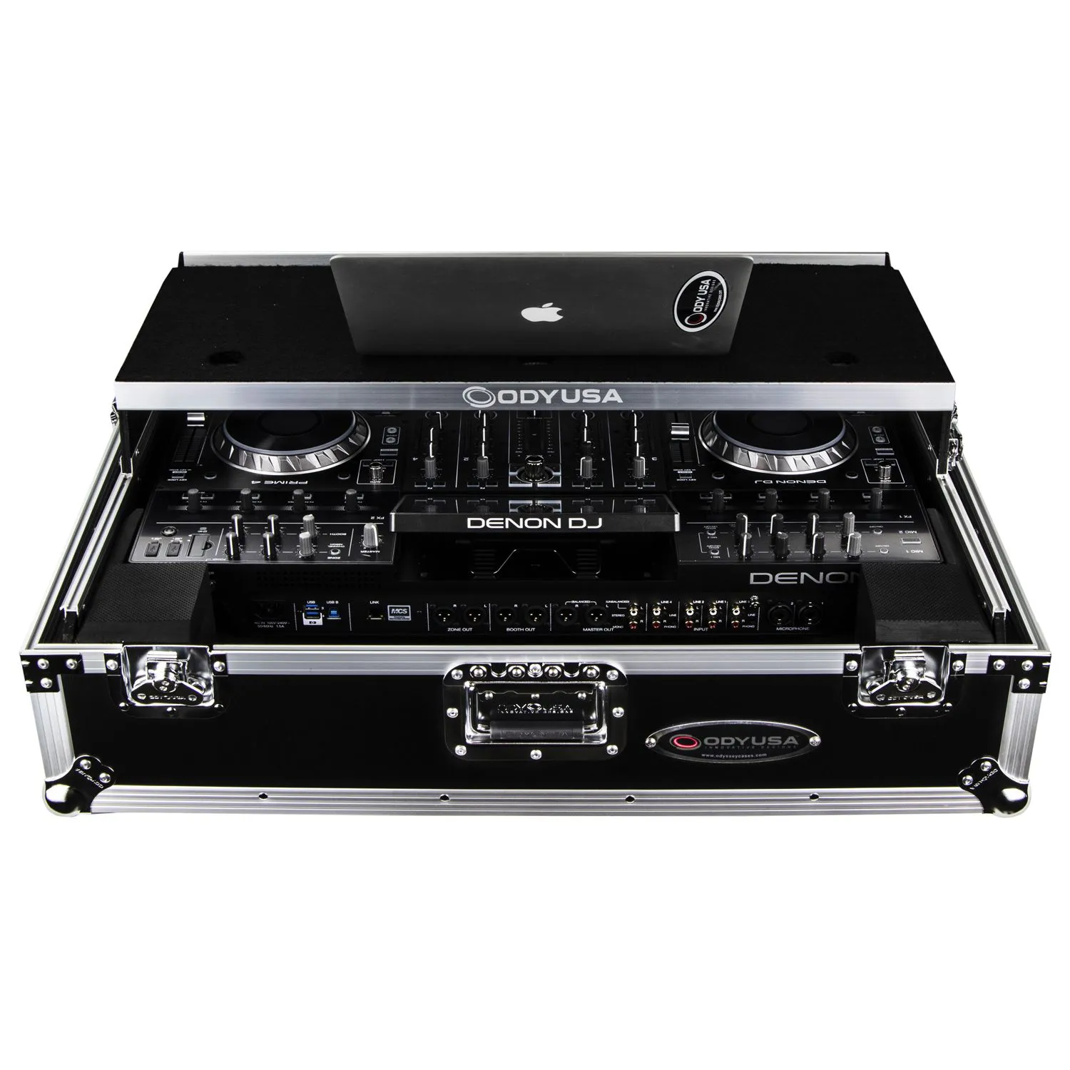 Denon Prime 4 / 4+ Flight Case with Patented Glide Laptop Platform and 2U Rack Space - Image 4