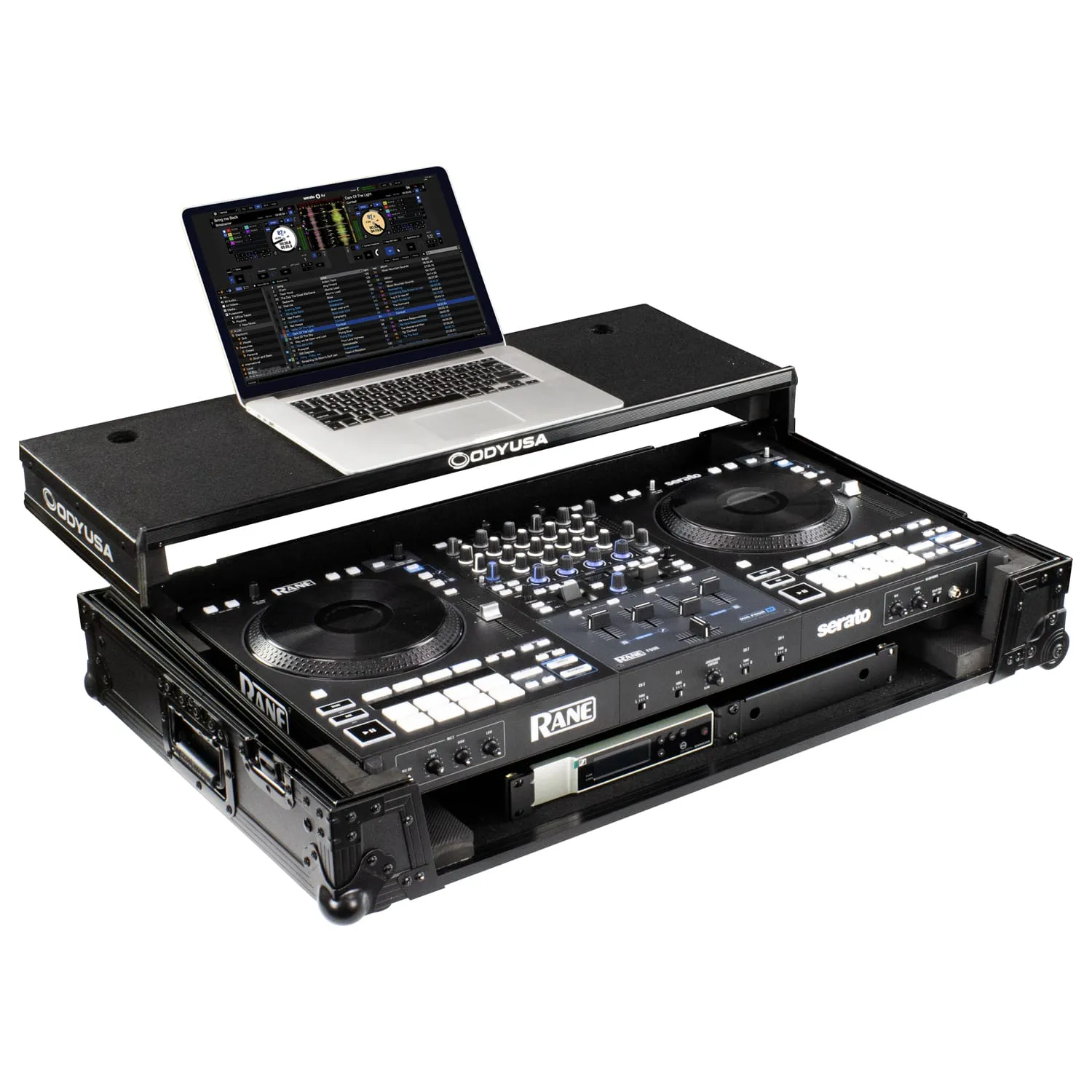 RANE FOUR Black Label 1U Flight Case with Glide Style Laptop Platform and Wheels - Image 2