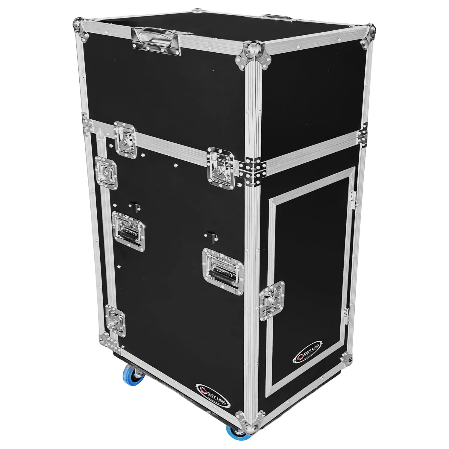 Odyssey 13U Top Slanted 16U Bottom Vertical Pro Combo Rack with Side Table and Casters (Tall Cover) - Image 11
