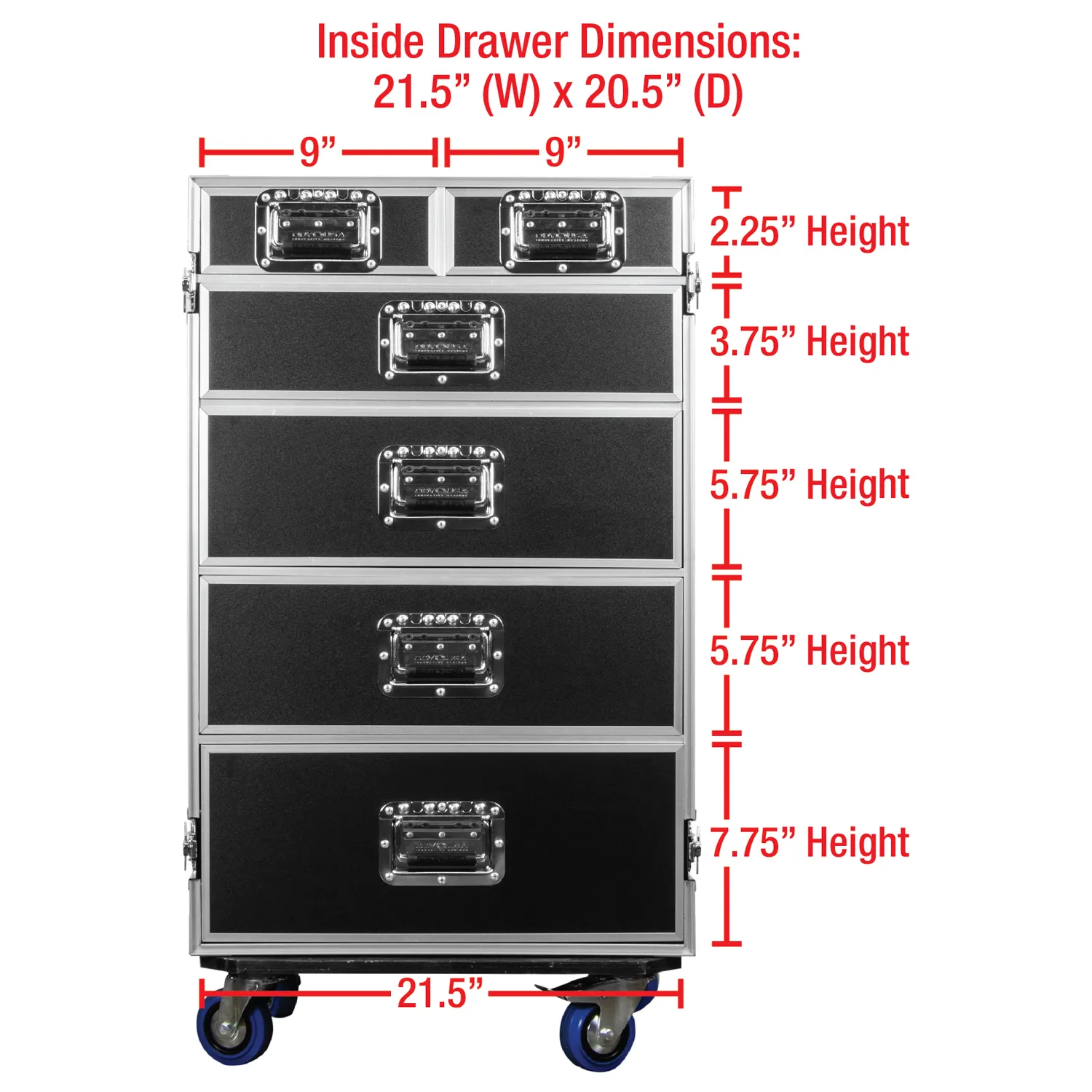 Deluxe Six Drawer Workbox Tour Flight Case with Casters and Side Table - Image 11