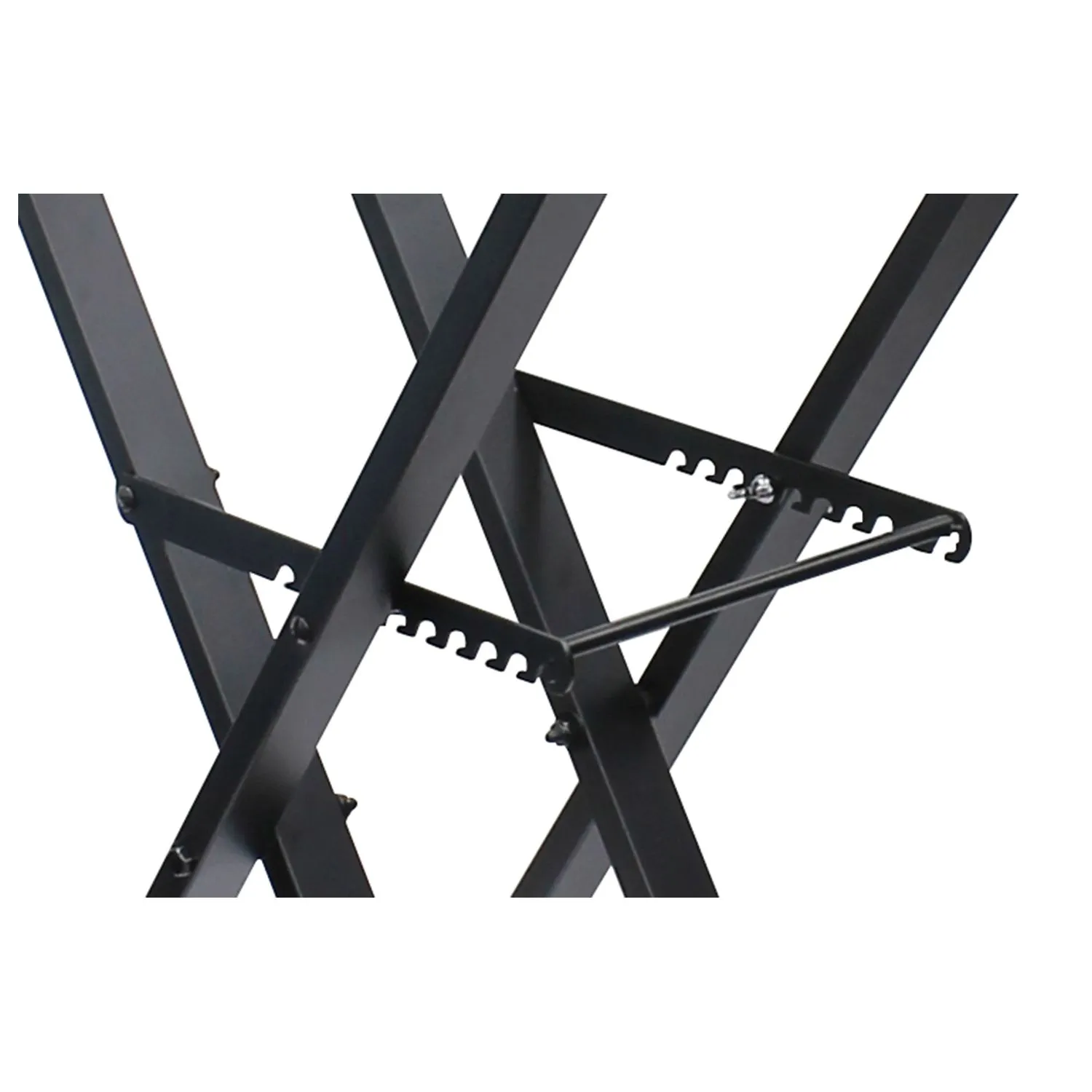 Black Two Tier X-Stand with Mic Boom and Top Shelf - Image 4