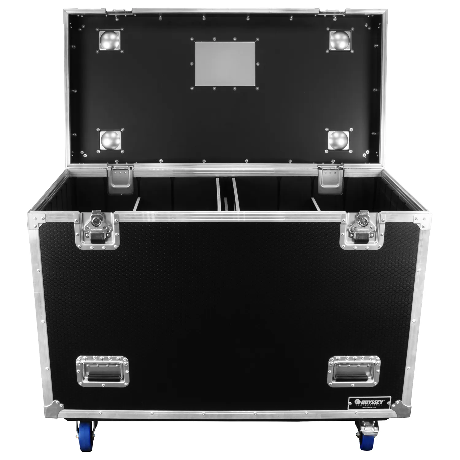 Odyssey Professional 45" x 22" x 36" Black Hex Board Utility Tour Trunk Case with Caster Wheels - Image 3