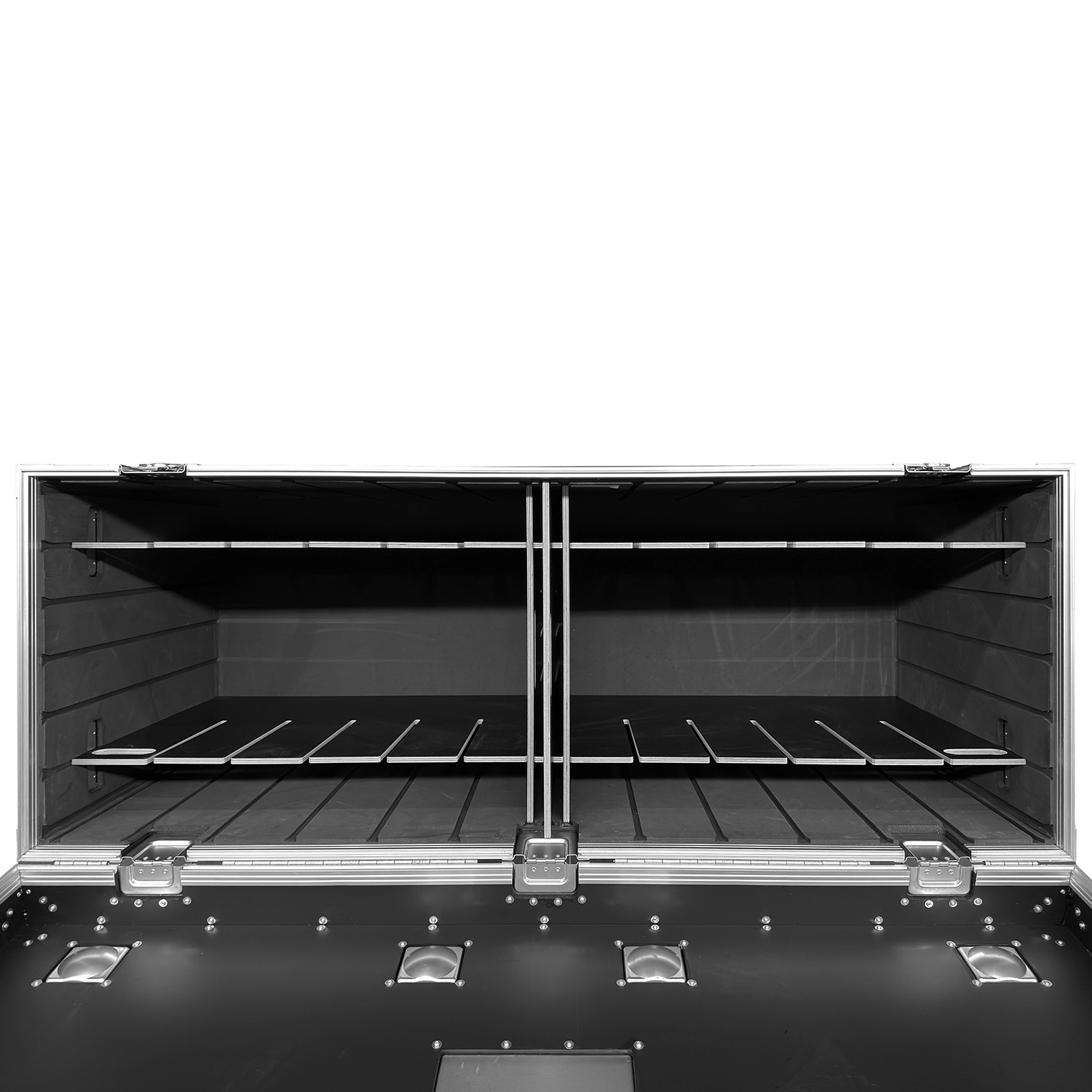 Odyssey Professional 60" x 24" x 36" Black Hex Board Utility Tour Trunk Case with Caster Wheels - Image 7