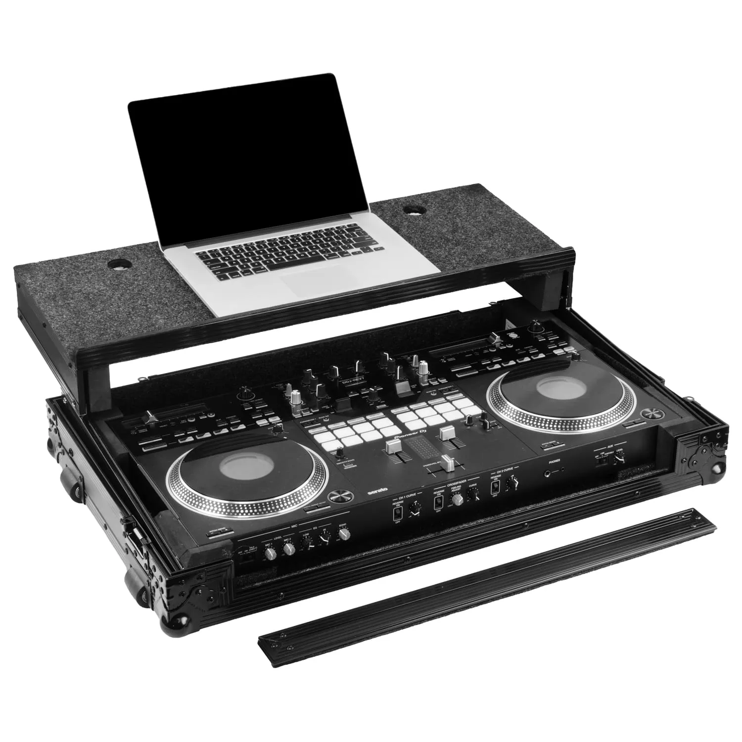 Road Case Series DDJ-REV7 Case in Black with Wheels and Glide Style Laptop Platform - Image 2