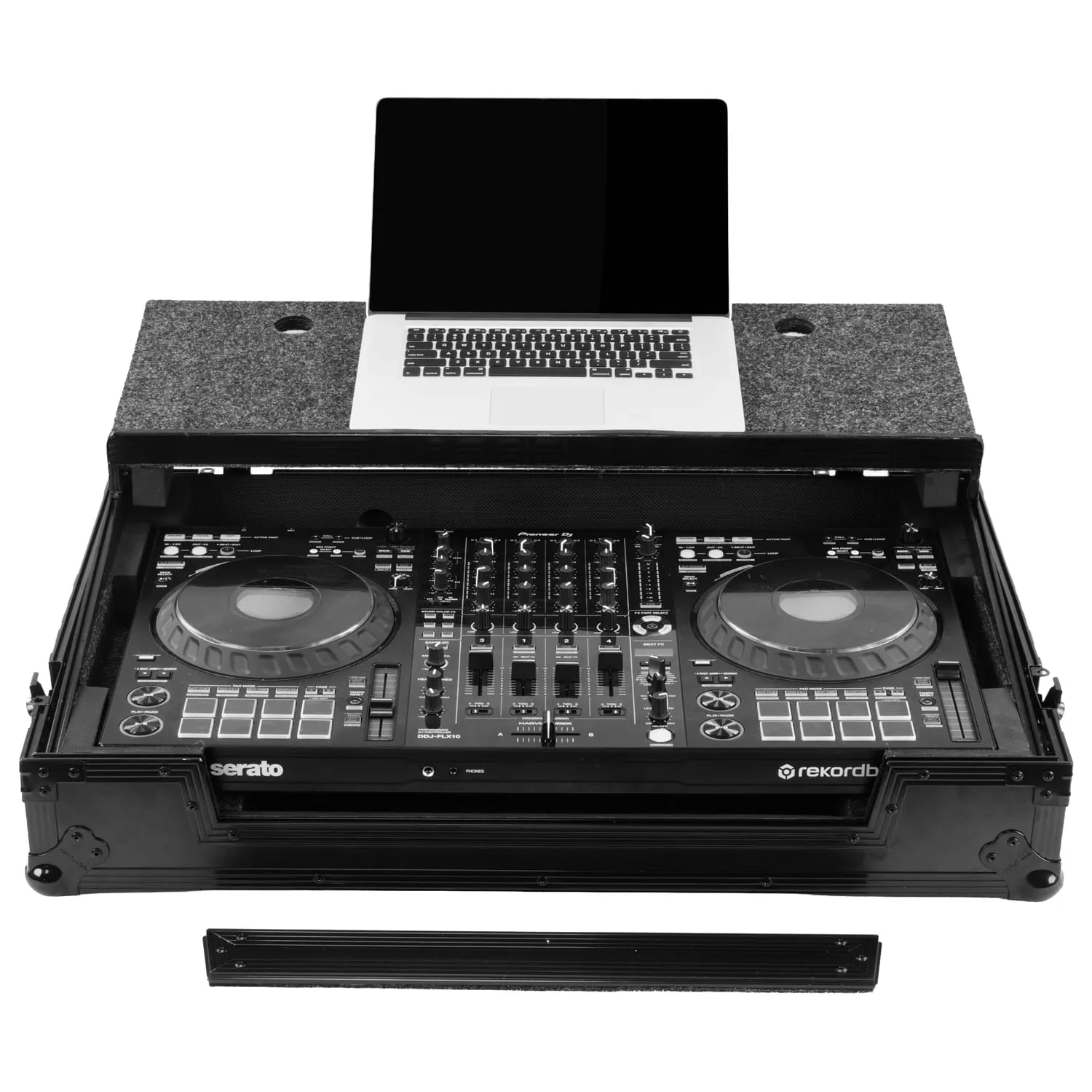 Road Case Series DDJ-FLX10 Case in Black with Wheels and Glide Style Laptop Platform - Image 2