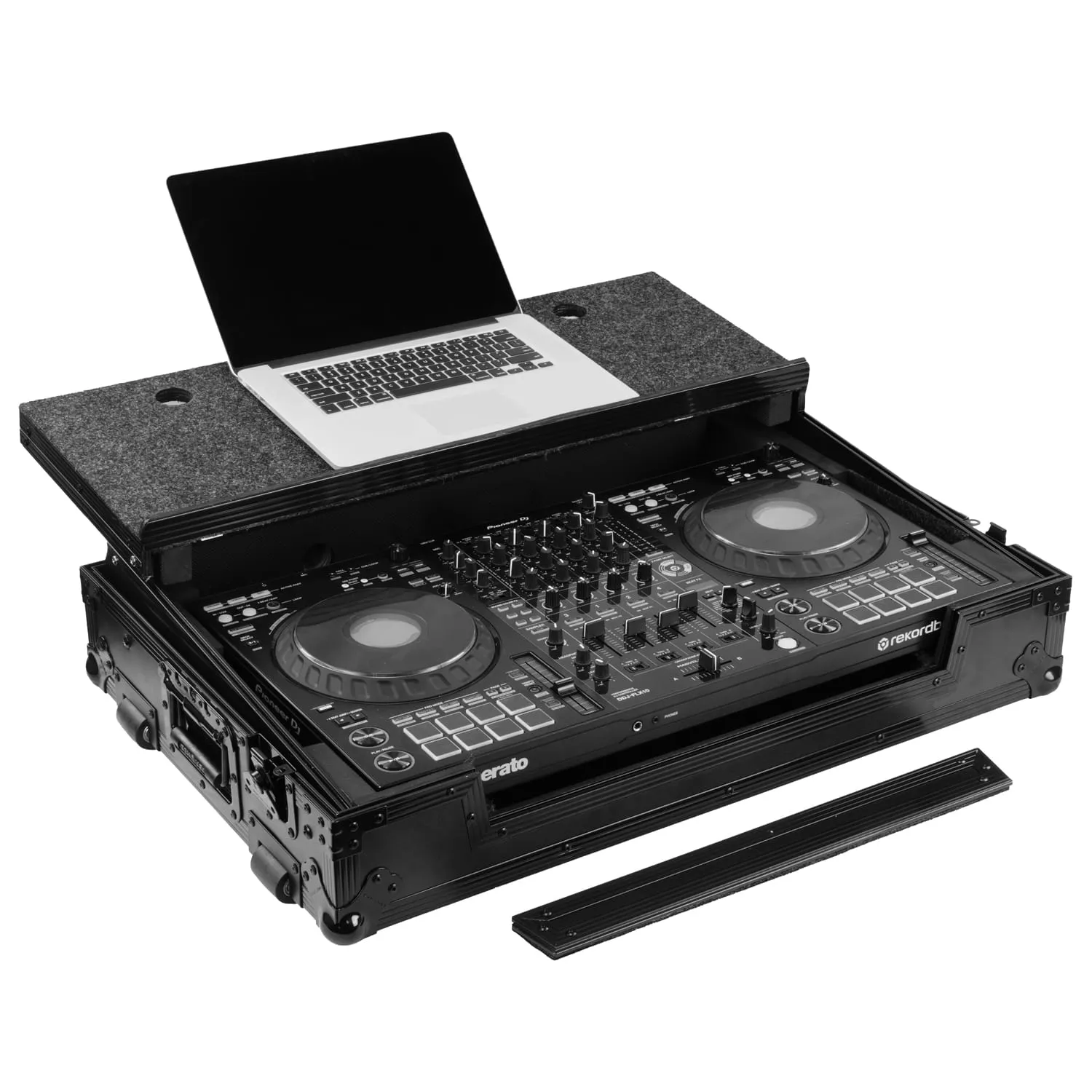 Road Case Series DDJ-FLX10 Case in Black with Wheels and Glide Style Laptop Platform - Image 3