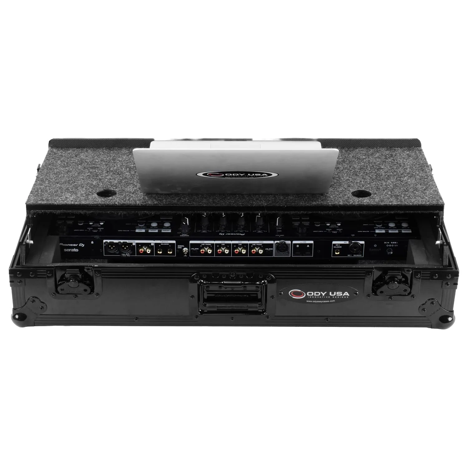 Road Case Series DDJ-FLX10 Case in Black with Wheels and Glide Style Laptop Platform - Image 4